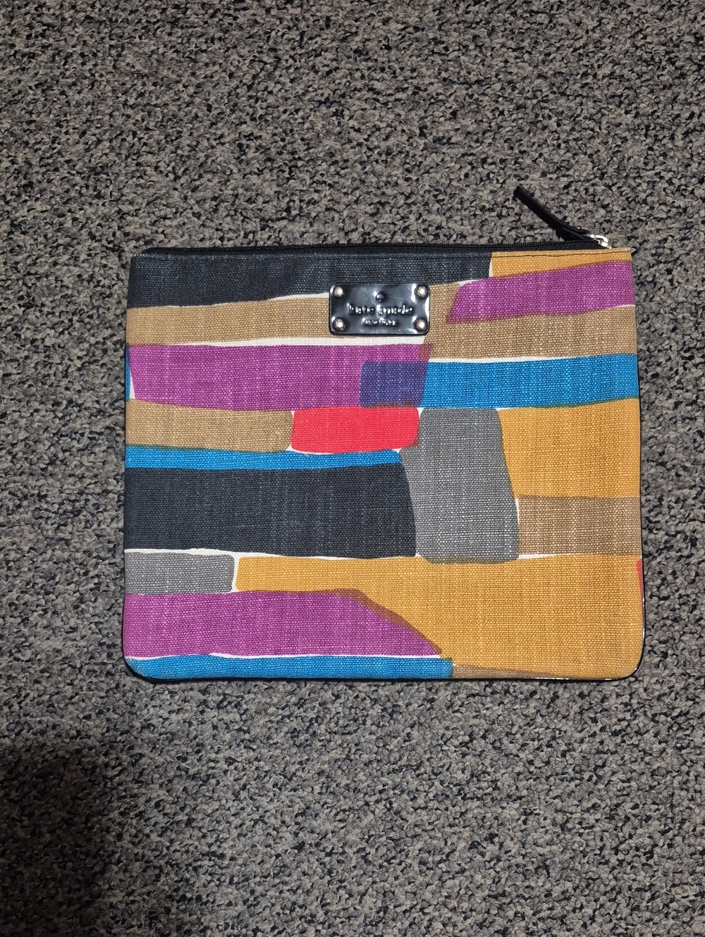 kate spade Oversized Multicolor Abstract Block Zip Cosmetic Pouch
